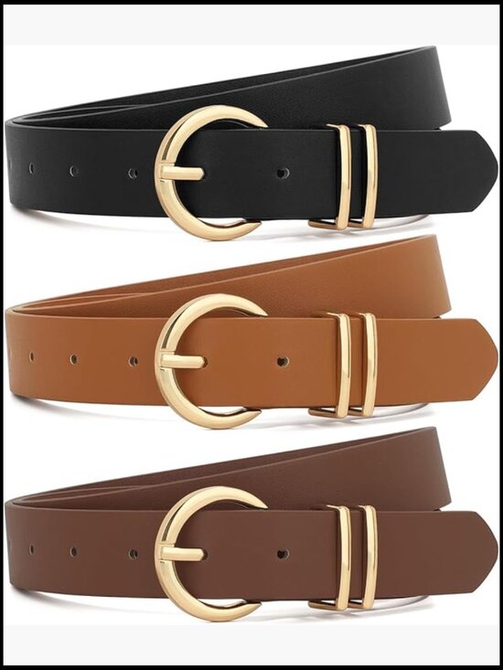 Faux Leather Waist Belt with Gold Buckle for Jeans Dresses Pants main image 4